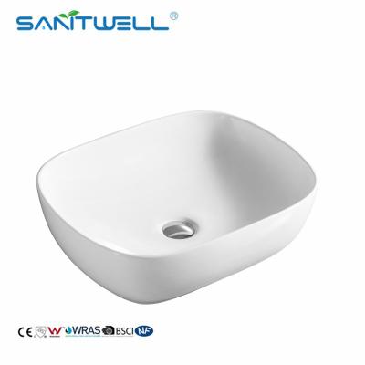 China AB8417 Rectangular Above Counter Basin White Ceramic Vessel Sink  Ultra Thin Edge Bathroom Art Basin for sale