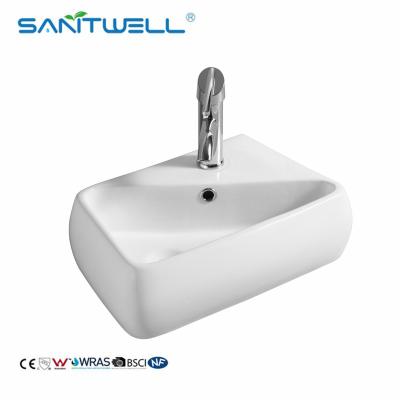 China AAbove Counter Basin B8425  White Ceramic Basin Vessel Sink  Washing Basin Countertop Ultra Thin Edge Bathroom Art Basin for sale