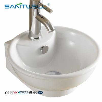 Cina Bacino ceramico rotondo bianco AB8115 sopra il contro bagno ultra sottile Art Basin del bordo del bacino in vendita