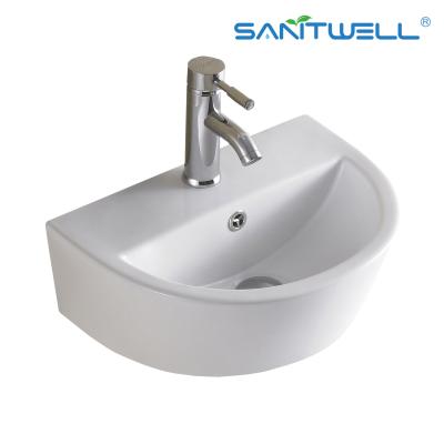 Cina Gli articoli sanitari AB8305 sopra la ciotola rotonda del contro bacino hanno integrato la parete ceramica Hung Wash Basin del bagno del bacino in vendita