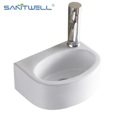 China AB8310 new white ceramic basin Fashion modern bathroom 295*220*120mm above counter basin for sale