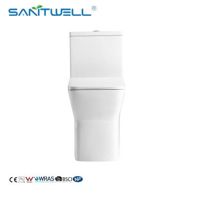 Cina Toilette ceramica prolungata della singola unità della ciotola di toilette del quadrato di un pezzo ceramico senza orlo della toilette SWM8608 in vendita