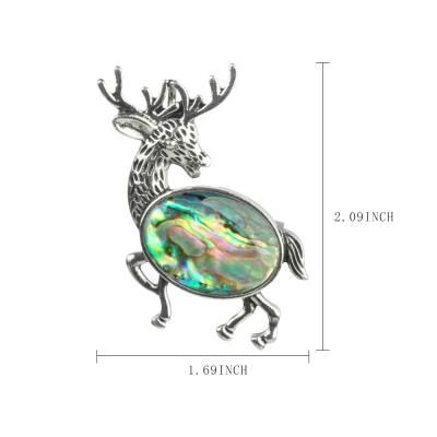 China Decorative Deer Pin Accessories Tiger Eye Amethyst Pendant ALLOY Women Deer Pattern Brooch Clasp Gemstone Reindeer Sika Pendant for sale