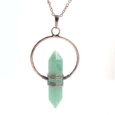 China CLASSIC Hexagonal Chakra Crystal Bullet Shape Gemstone Pendant Necklaces Quartz Stone Chain Necklaces With Storage Bag for sale