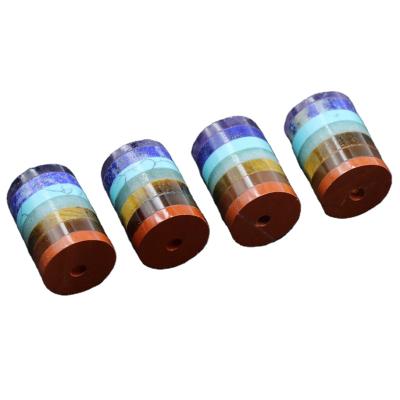 China FASHIONABLE 7 Chakra Cylinder Gemstone Necklace Energy Pendant Crystal Divination Pendulum Healing Bead Necklaces For Women Girls for sale