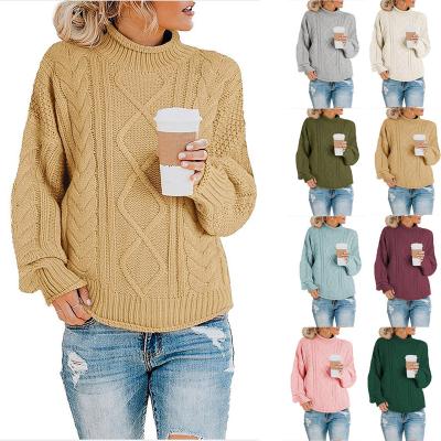 China Anti-wrinkle 2022 New Jersey women's wear European thick Amazon yarn turtle neck sweater women's autumn/winter for sale