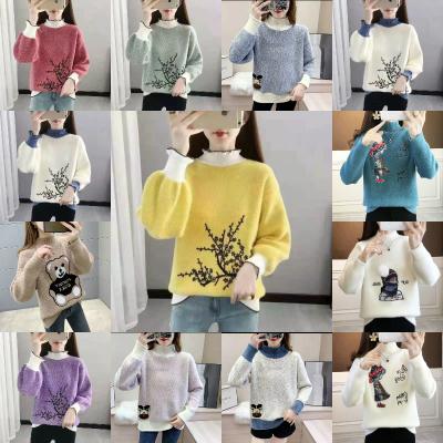 China Anti-wrinkle the new 2021 fall/winter all-wool sweater with a pullover and a solid color lower round neck sweater for women for sale