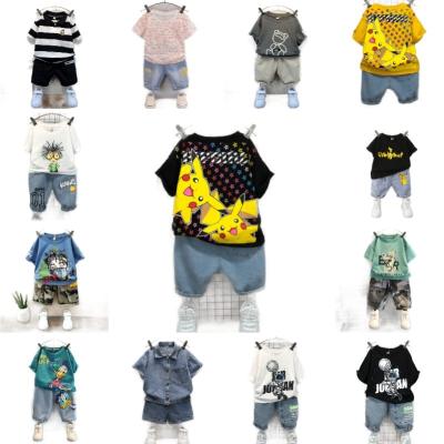 China 2021 Boys Summer Suit Breathable Eco-Friendly Kids Denim Suit New Shorts Slim Child Fashion Shorts Handsome Sleeves for sale