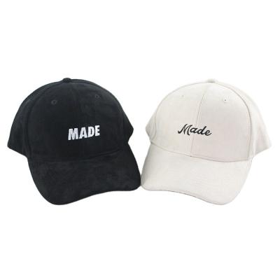 China Suede Custom 6 JOINT Panel Black/White Baseball Caps, Front Embroidery & Plastic Hats for sale