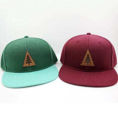 China New Fashion JOINT Custom 6 Panels Contrast Color PVC Patch Logo Hip Hop Snapback Cap Hat for sale