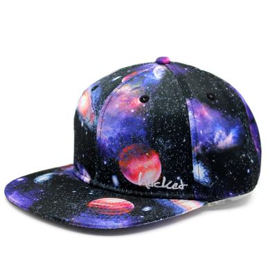 China Fashion JOINT Dance Cool To Customize Design Starry Sky Pattern Digital Printing Snapback Hats Caps for sale