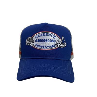 China JOINT Custom High Peak Mesh Caps Factory Embroidery Trucker Hats With Stripe And Snapback for sale