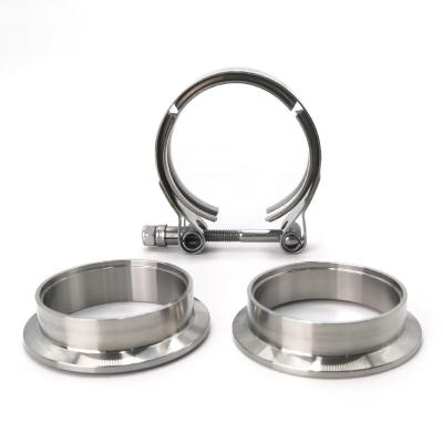 China Durable 3.0 Inch Titanium V-Band Flange Set With Two Gr2 Titanium Flange And One Pcs SS 304 Pipe Flange for sale