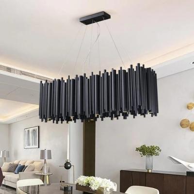 China Lighting Solutions Service Black Stainless Steel Rectangle Chandelier for Living Room for sale