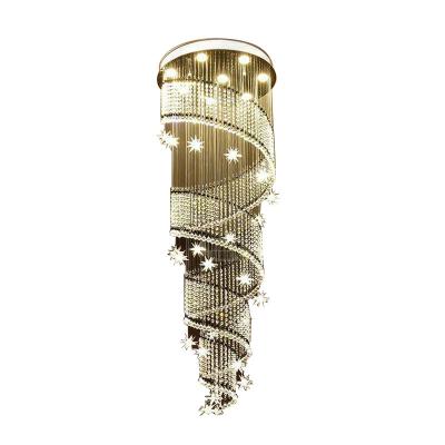 China Hotel Restaurant Staircase Light Fixture Luxury Black Crystal Staircase Chandelier for sale