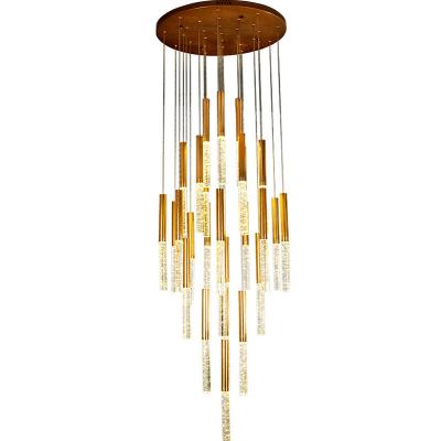 中国 Modern Gold Staircase Crystal Bubble LED Chandelier Long Pendant Light for staircase 販売のため