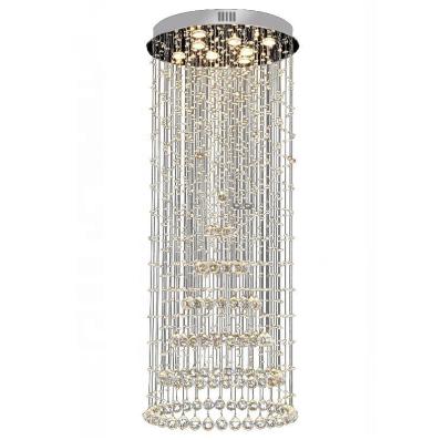 Cina Modern Luxury Crystal Long Drop Stairwell Lighting Ceiling Mounted Hotel Staircase Chandelier in vendita