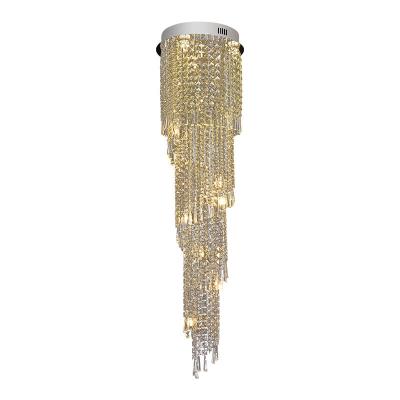 China Dubai Lighting Chrome Crystal Staircase Chandelier For Luxury Home Decor for sale