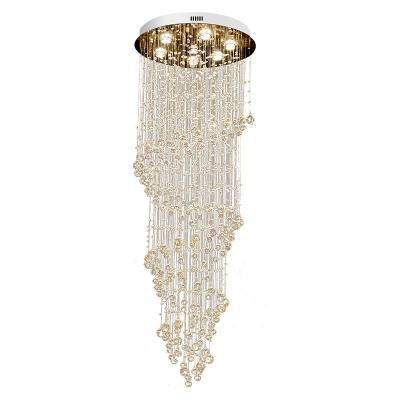 Cina Modern Luxury Silver Chrome Pendant Lighting Stairway Chandelier with Crystal in vendita