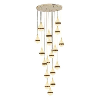 China Stainless Steel Acrylic Spiral Staircase Chandelier Stairway Hanging light for sale