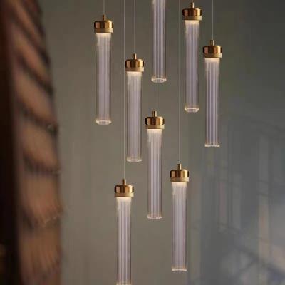 Cina Art Deco Style Stair Chandelier Modern Adjustable LED Long Pendant Light in vendita