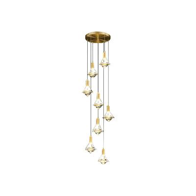 Китай Brass Loft Indoor Hanging Lamp with Gold Dimmable Adjustable Crystal Pendant Light продается