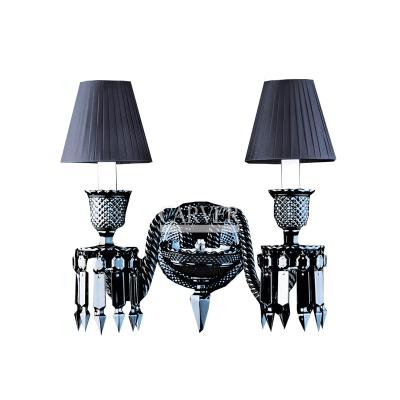 China Adjustable Height European Style Black Crystal Wall Lamps for Living Room Bedroom Hotel for sale