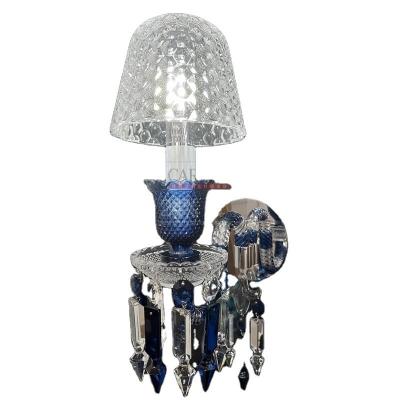 China Modern Blue Crystal Chandelier Luxury Glass Arm K9 Wedding Decoration Wall Light for Gala for sale