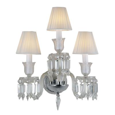 China 85lm/w Lamp Luminous Efficiency Clean Crystal Wall Lamp for Villa 3 Lights Chandelier for sale