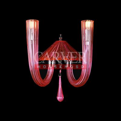 China Bedroom European Style Glass Wall Lamp in Red Color with Simple and Fashionable Design for sale