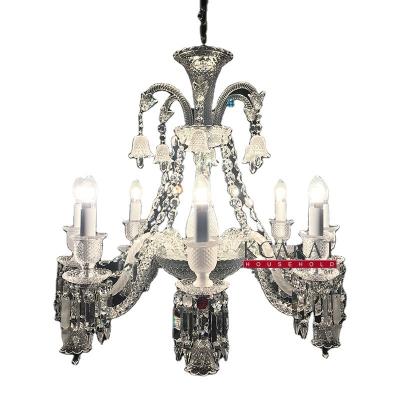 China Decorative 8-Lamp Crystal Chandelier Light with K9 Glass Arms in Clean White Color for sale