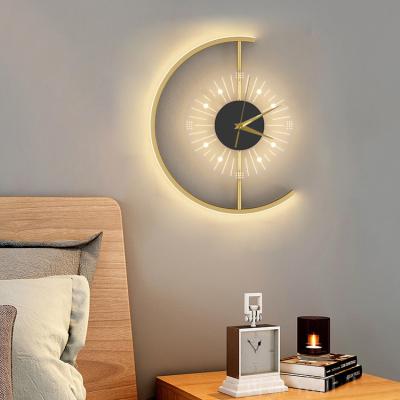 China Home Hotel Indoor Lighting Decorative Nordic Bed Wall Lamp Bedside Lights Charging Clock for sale