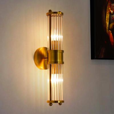 China Wall Lamps 12*48cm Modern LED for Home Hotel Villa Bedroom Decorative Gold K9 Light for sale