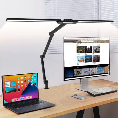 China Flexible Architect Light Office Study LED Desk Lamp 24W Double Head with Clamp for sale