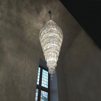 China Long Lifespan Rotating Staircase Light Crystal Chandelier for Large Living Room Lobby for sale