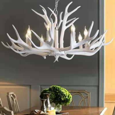 China Vintage Industrial Cascading Antler Chandelier White Resin Pendant Light for Restaurant for sale