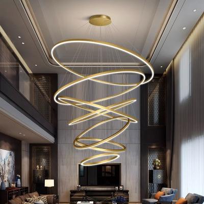 China Modern Luxury Acrylic Adjustable Circle High Ceiling Ring Lamp in Simple Design Style for sale