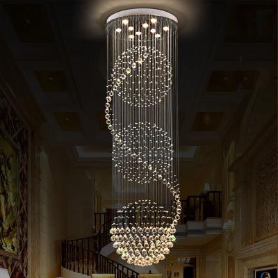 China 3- Villa Linear Pendant Light for Modern Villa Stairway Ceiling Large Crystal Chandelier for sale