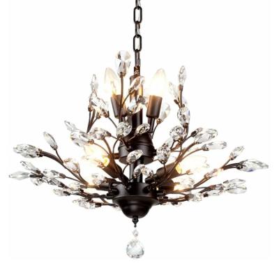 China Black Wrought Iron Ceiling Lamp for Bedroom and Dining Table Featuring Copper Branches for sale