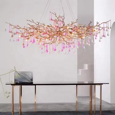 China Modern Tree Branch Gold Crystal Chandelier for Luxury Hotel Restaurant Lighting zu verkaufen