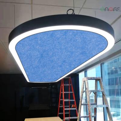 China DALI Acoustic lighting solutions Black LED Circle Pendant Light with Acoustic Panel Interior Round Te koop