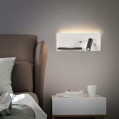 China Modern Nordic Style Bedroom Wall Lamp with USB Charger and Wireless LED Reading Light zu verkaufen