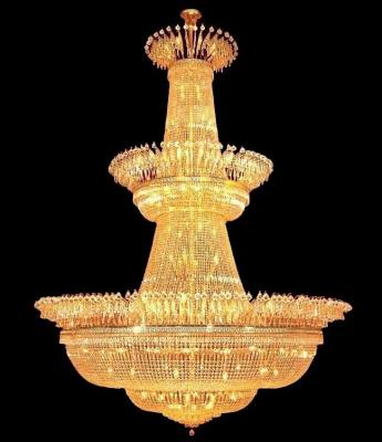 China High Ceiling Chandelier for Mosque Traditional Empire K9 Crystal Hanging Light in Gold à venda