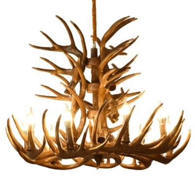 China Industrial Style Antler Chandelier White Faux Elk Light Fixture for Restaurant Cafe Living Room Bar for sale