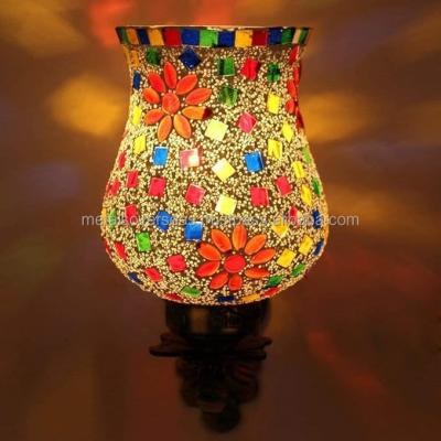 China Electric Moroccan Glass Decorative Table Lamp for Bedroom Living Room Lantern Vintage Home Decor Night Light for sale