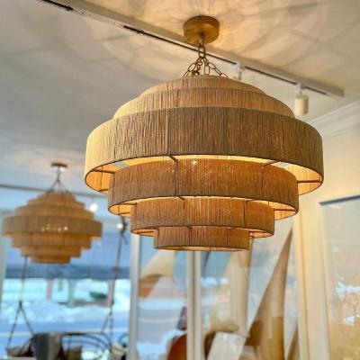 China Rustic Style 3-tier Wicker Rattan Light Lampshades with Warm White 3500K and Material for sale