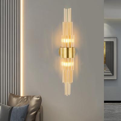 China High Luminous Efficiency Modern Crystal Gold Wall Lamps for Luxury Hotel Villa Bed Lighting for sale