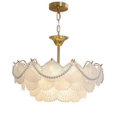 China Modern Glass Chandelier Light Fixture LED Hanging Lamp for Villa Parlour Sitting Room for sale