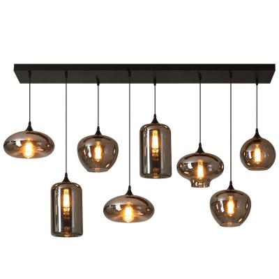 China Nordic Smoke Grey Glass Pendant Lights for Modern Dining Room Chandelier Onsite Metering Te koop