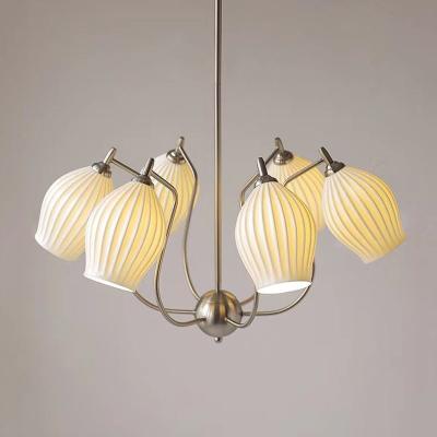 China American Style New Ceramic Chandelier Living Room Villa Restaurant Bedroom Pendant Lamp Simple Nordic Led Light for sale